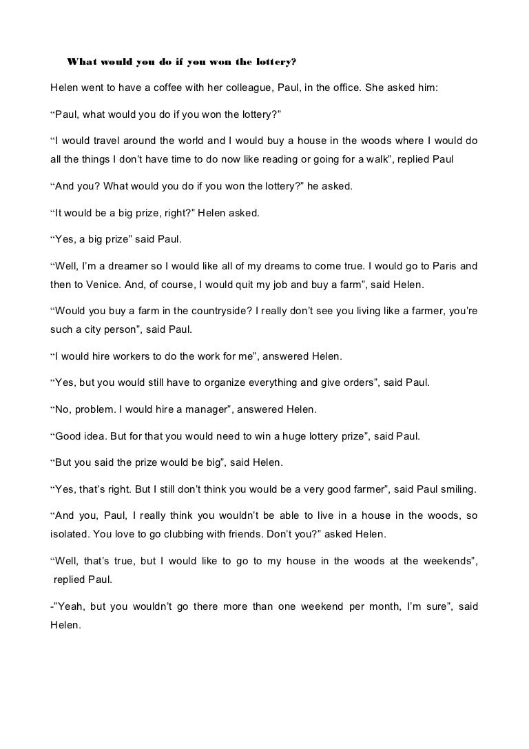 If i won the lottery essay conclusion picture
