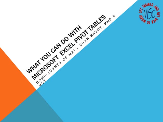 What you can do with excel pivot tables