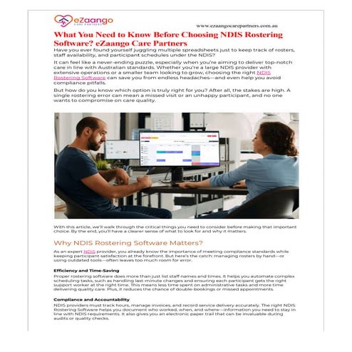 What You Need to Know Before Choosing NDIS Rostering Software-ezaango ...
