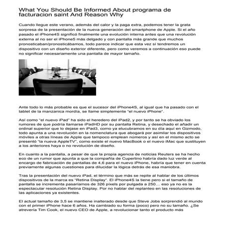 What You Should Be Informed About programa de facturacion saint And Reason Why