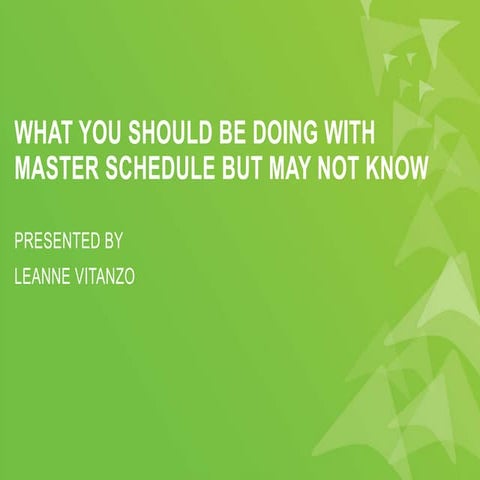 What You Should be Doing with Master Schedule but May Not Know 