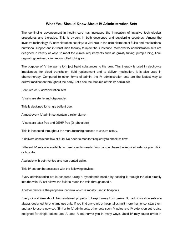 What You Should Know About IV Administration Sets