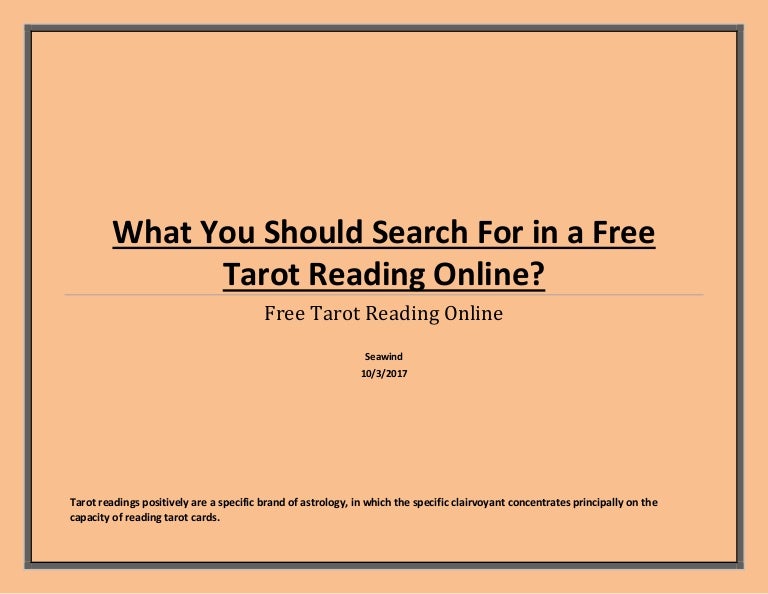 What You Should Search For In A Free Tarot Reading Online