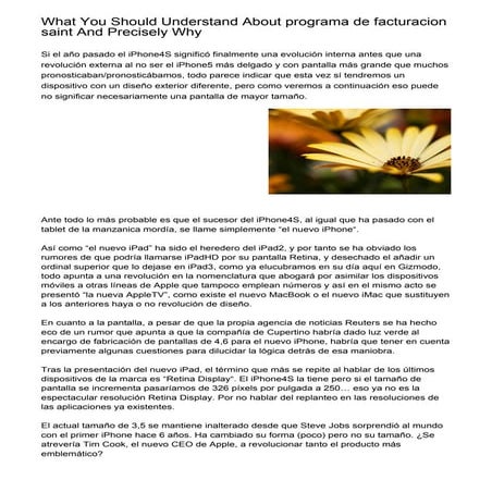 What You Should Understand About programa de facturacion saint And Precisely Why