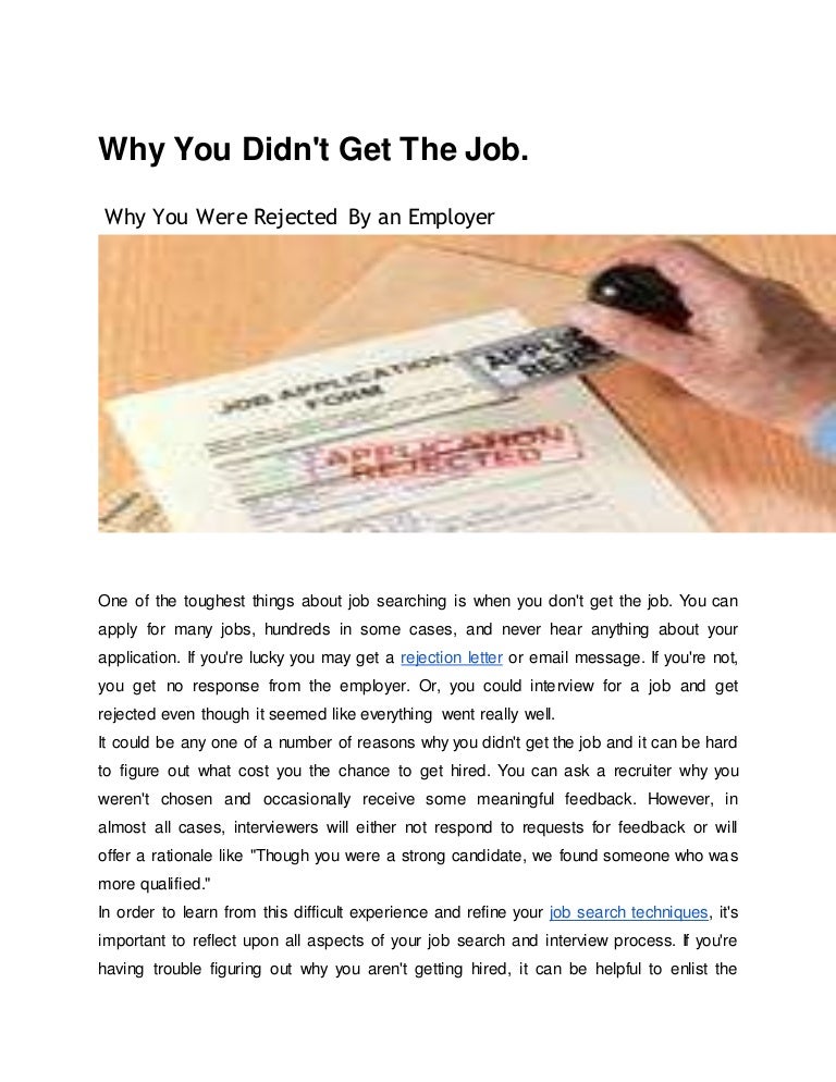 why you didn t get the job top 10 reasons you didn t get hired