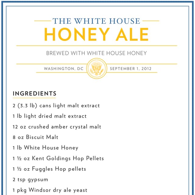 The White House Beer Recipe