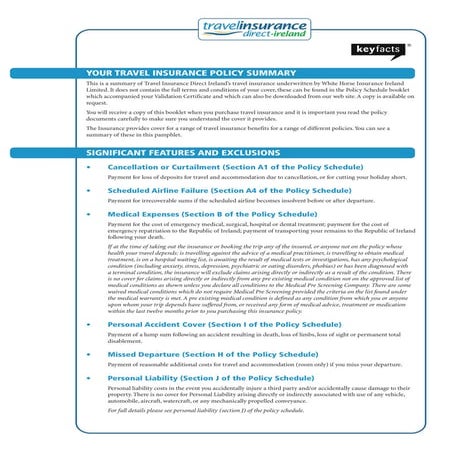 Travel Insurance Direct Ireland Policy Documents