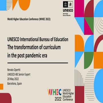 The transformation of curriculum at the core of the education agenda in the p...