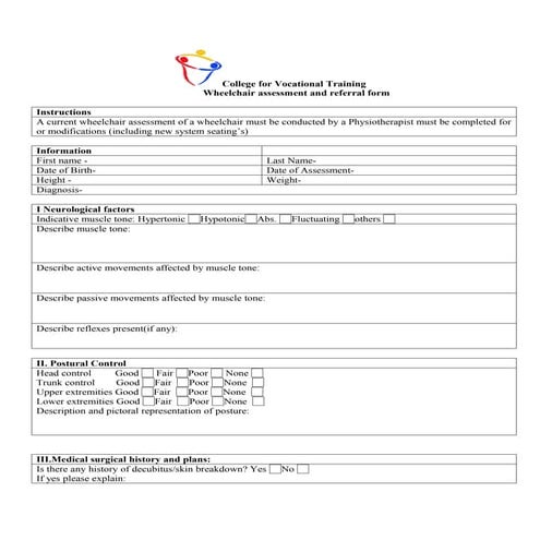 Wheel chair assessment Form | DOC