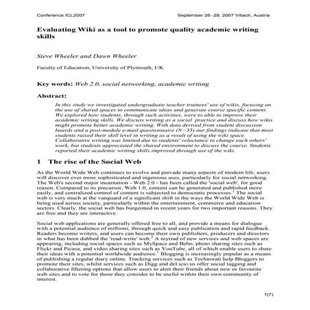 Evaluating wiki as a tool to promote academic writing skills