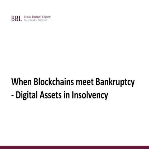 When blockchains meet bankruptcy ‐ digital assets in