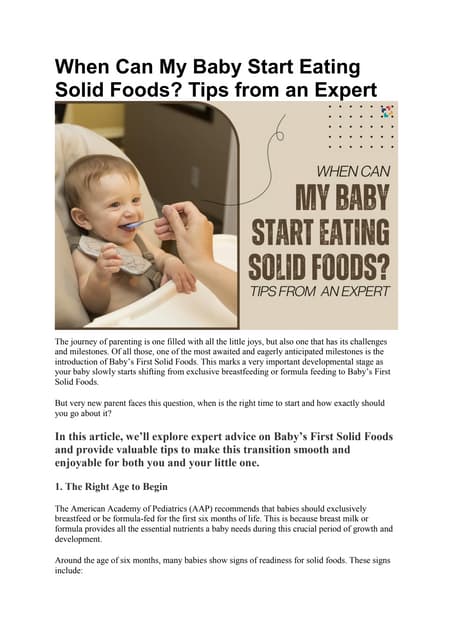 How to introduce baby food to your baby | PDF