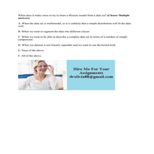 When does it make sense to try to learn a Mixture model from a data se.docx