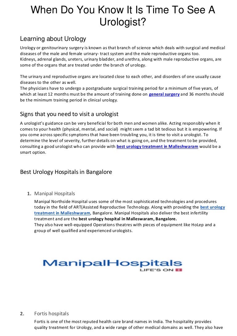When Do You Know It Is Time To See A Urologist