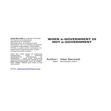 When e government is not egovernment