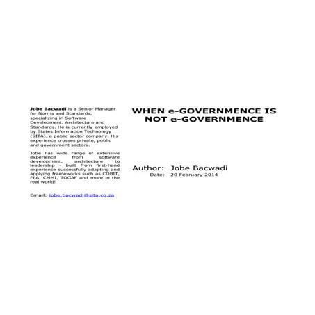 When e gov is not egov