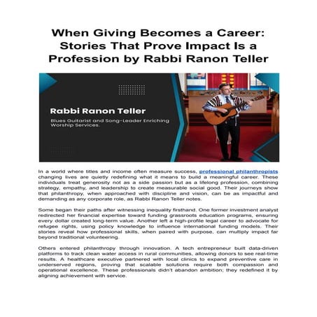 When Giving Becomes a Career_ Stories That Prove Impact Is a Profession ...