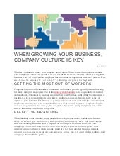 When Growing Your Business, Company Culture is Key