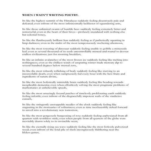 When I Wasn't Writing Poetry.