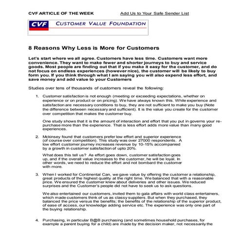 When less is more for customers