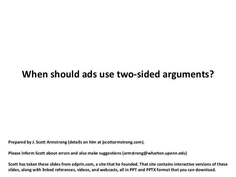 When should ads use twosided arguments