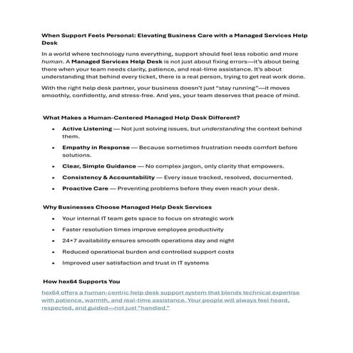 When Support Feels Personal Elevating Business Care with a Managed Services H...