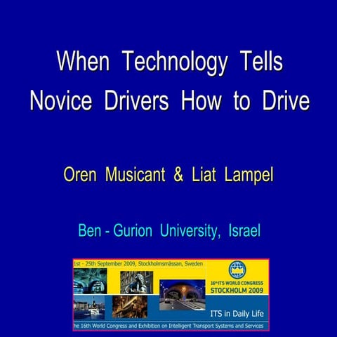 When Technology Tells Novic Drivers How To Drive