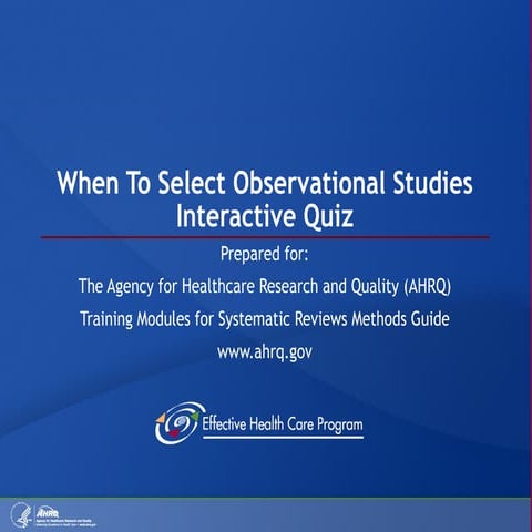 When to Select Observational Studies Quiz