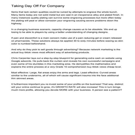 Taking Day Off For Company