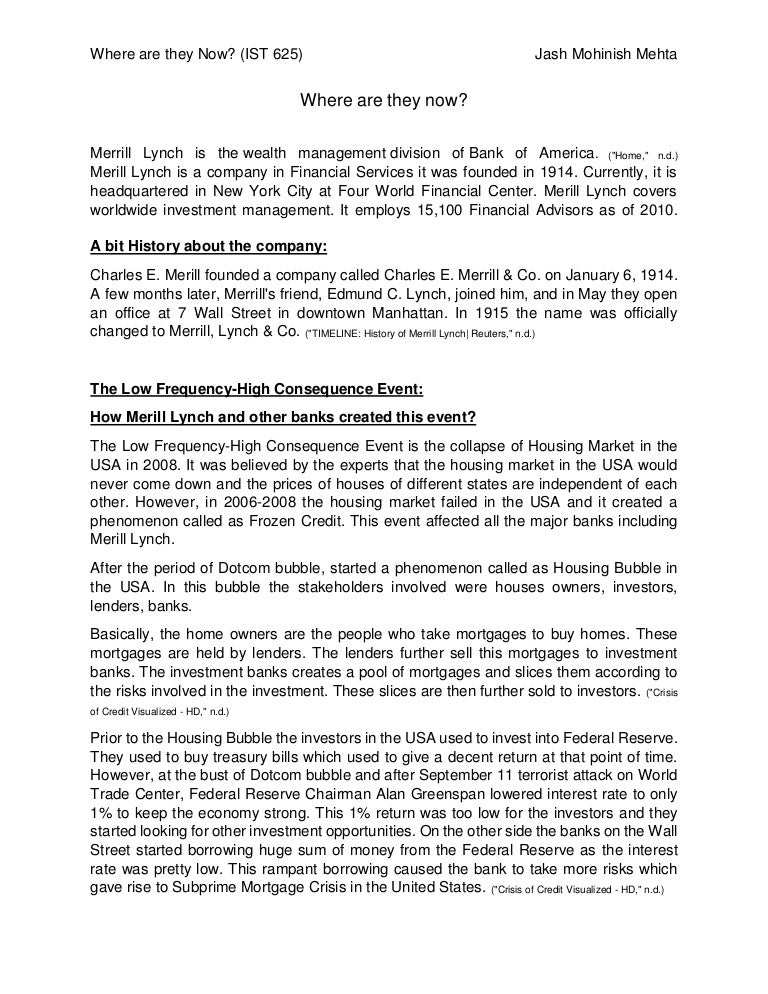 Financial Crisis Merill Lynch Bank Of America Merger