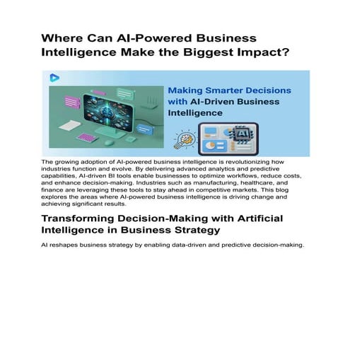 How AI Business Intelligence Improves Decision-Making Across Industries
