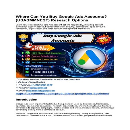 Where Can You Buy Google Ads Accounts_ (USASMMNEST) Research Options.docx