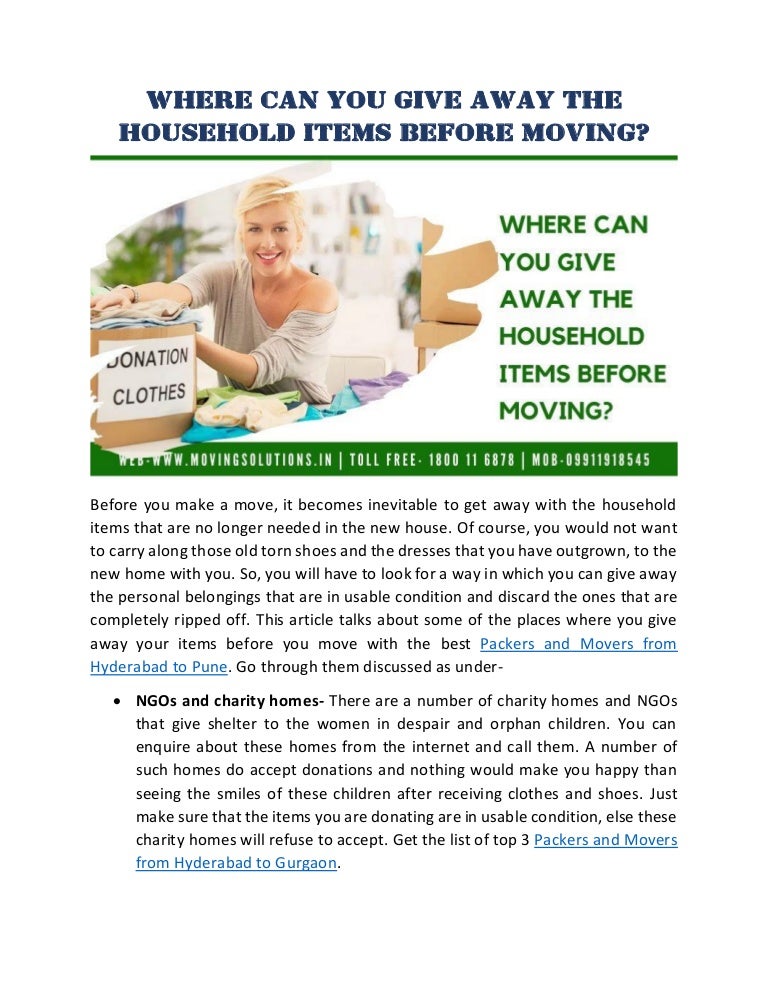 Where Can You Give Away The Household Items Before Moving 