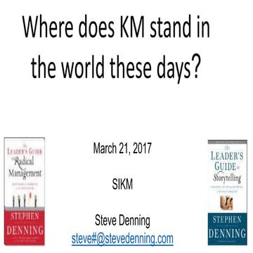 Where does KM stand in the world these days?