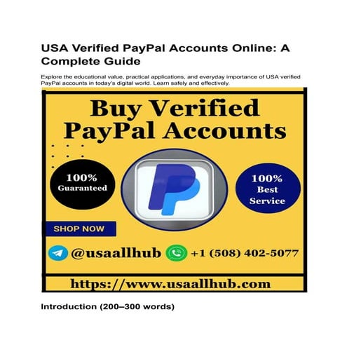 Where to Buy USA Verified PayPal Accounts Online.pdf