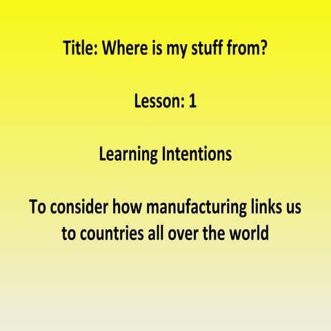 Introduction to Globalisation - Lesson 1