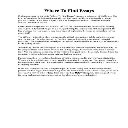 Where To Find Essays
