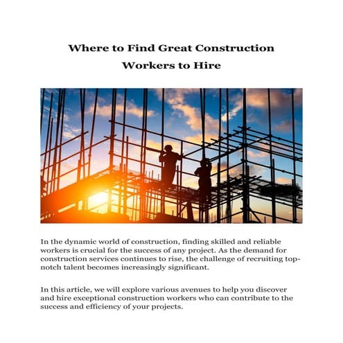 Where to Find Great Construction Workers to Hire | DOCX