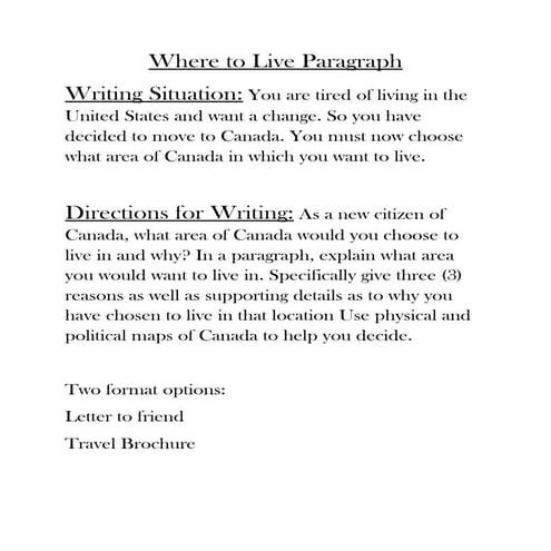 Where to live writing prompt