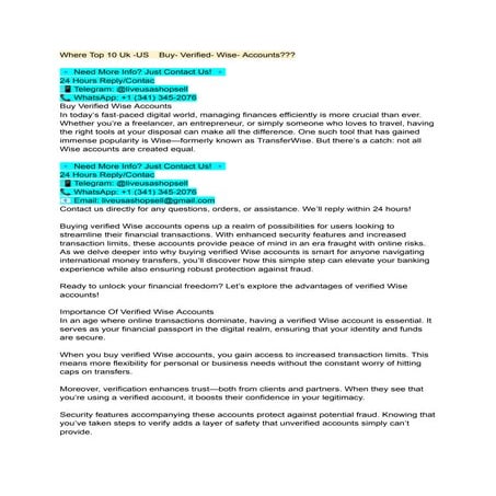 Where Top 10 Uk -US    Buy- Verified- Wise- Accounts___.pdf