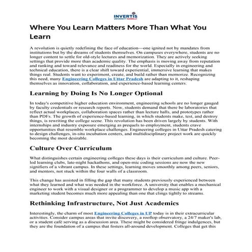 Where You Learn Matters More Than What You Learn