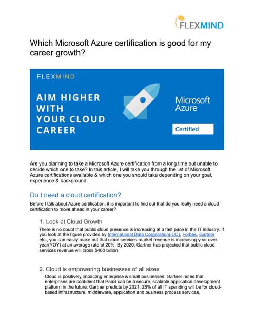 Which Azure certification is good for my career growth