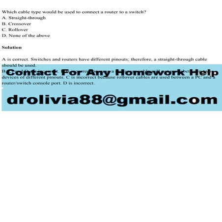 Which cable type would be used to connect a router to a switchA. .pdf