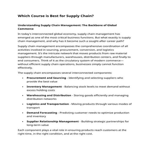 Best Supply chain Course in Dubai, sharjah -uae