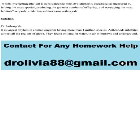 which invertebrate phylum is considered the most evolutionarily succe.pdf