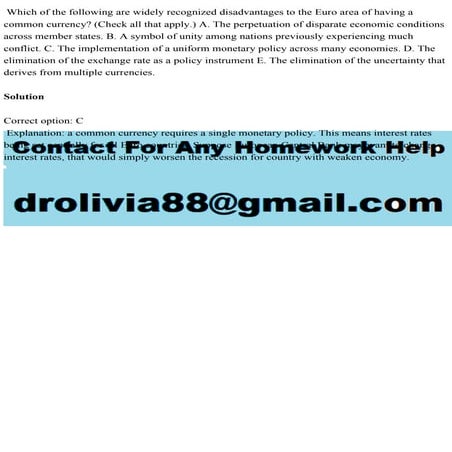 Which of the following are widely recognized disadvantages to the Eur.pdf