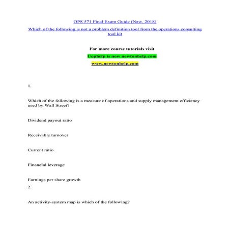 Which of the following is not a problem definition tool from the operations c...