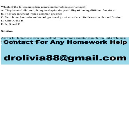 Which of the following is true regarding homologous structuresA. .pdf