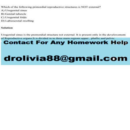 Which of the following primordial reproductive structures is NOT ext.pdf