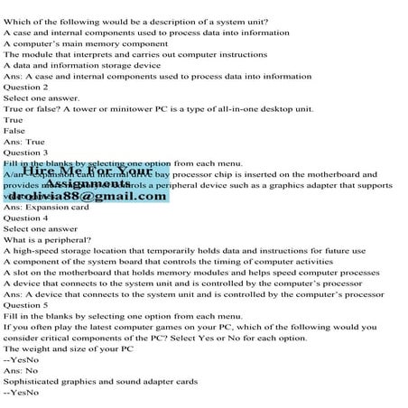 Which of the following would be a description of a system unitA c.pdf